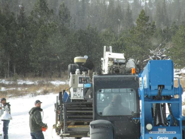 Drill rig and forklift 2-18